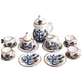 Mini Ceramics Tea Set, including Teapots, Teacups, Dishes, for Dollhouse Accessories, Pretending Prop Decorations