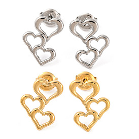 304 Stainless Steel Stud Earrings, Hollow Heart