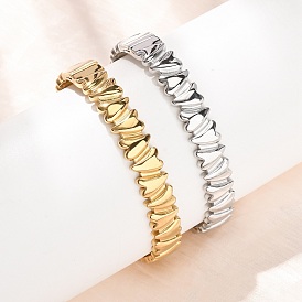 Valentine's Day 304 Stainless Steel Heart Open Hinged Cuff Bangles for Women