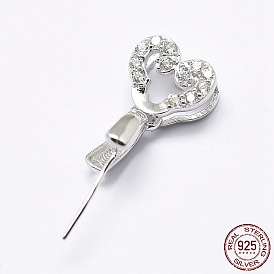 925 Sterling Silber Micro Pave Zirkonia Anhänger Bails, Eispickel & Prise Bügel, Herz