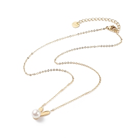 Collier pendentif lapin perle acrylique, placage ionique (ip) 304 bijoux en acier inoxydable pour femmes