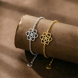 304 inox lien fleur bracelets, bracelets chaîne câblée pour femmes