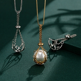 Fleur laiton perle cage pendentif montage, Breloques réglables vierges pour la fabrication de bijoux en perles