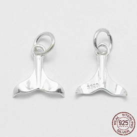 925 Sterling Silver Pendants, Whale Tail Shape, with 925 Stamp