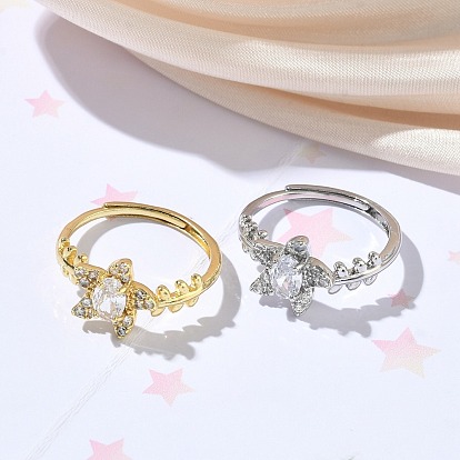 Латунные микро проложить пальцев кольца кубического циркония, морская звезда, без кадмия и без свинца, стойки покрытие, долговечный