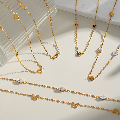 304 ожерелья из звеньев цепи из нержавеющей стали для женщин, реальный 18 k позолоченный