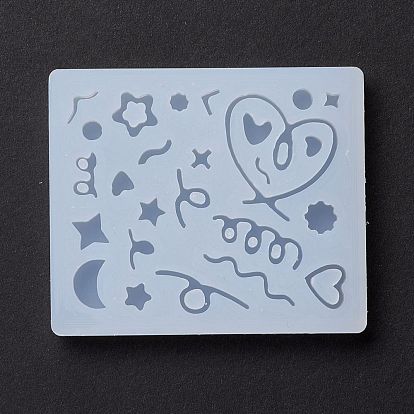 Line & Flat Round & Heart & Star & Flower & Moon Filling Silicone Molds, Resin Casting Molds, for UV Resin & Epoxy Resin Jewelry Craft Making