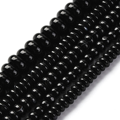 Бусины из натурального черного агата (окрашенные и нагретые), рондель