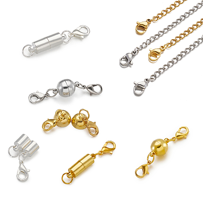 DIY ювелирные изделия, 304 цепь из нержавеющей стали и магнитные латунные зажимы, круглый и колонки