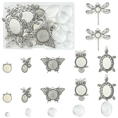 Наборы кулонов своими руками, в том числе подвеска в тибетском стиле с подвеской в виде кабошона, Прозрачные стеклянные кабошоны