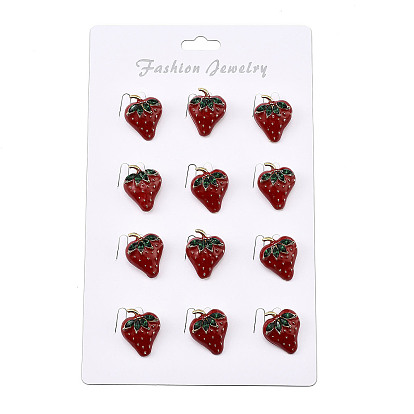 12 шт. клубничные эмалевые булавки, броши из сплава для одежды рюкзака