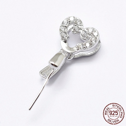 925 Sterling Silber Micro Pave Zirkonia Anhänger Bails, Eispickel & Prise Bügel, Herz