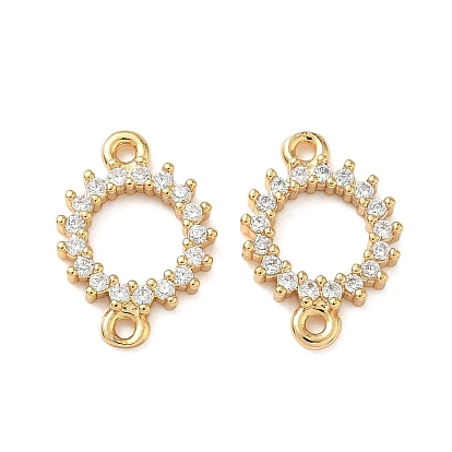 Шармы-соединители из латуни с микропаве из прозрачного кубического циркония, без никеля , кольцевые звенья