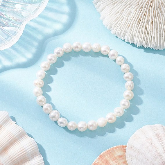 Браслеты из натуральных пресноводных жемчужин с круглыми бусинами для женщин