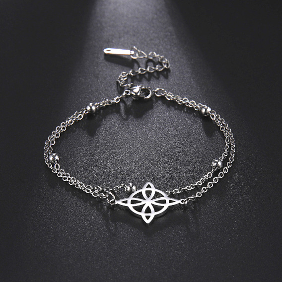 Узел 304 браслеты из двух нитей из нержавеющей стали с цепочкой Cbale, браслеты для женщин