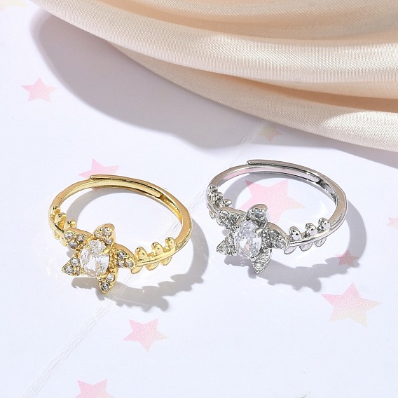 Латунные микро проложить пальцев кольца кубического циркония, морская звезда, без кадмия и без свинца, стойки покрытие, долговечный