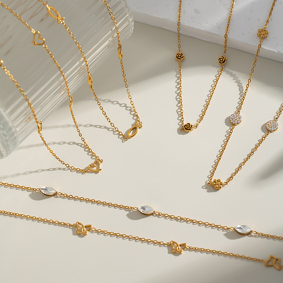 304 ожерелья из звеньев цепи из нержавеющей стали для женщин, реальный 18 k позолоченный