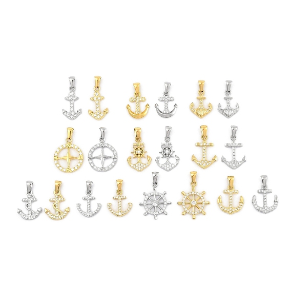 304 микро нержавеющей стали прокладывать Цирконом подвески, талисман якорь/штурвал