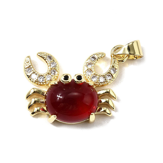 Латунные микро проложить кубического циркония подвески, без кадмия, без никеля и без свинца, крабовые прелести, со стеклом