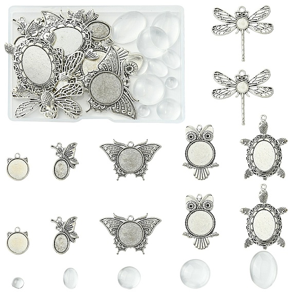 Наборы кулонов своими руками, в том числе подвеска в тибетском стиле с подвеской в виде кабошона, Прозрачные стеклянные кабошоны