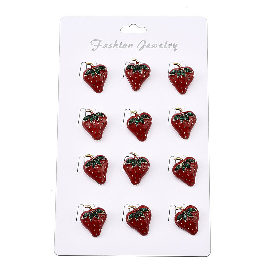 12 шт. клубничные эмалевые булавки, броши из сплава для одежды рюкзака