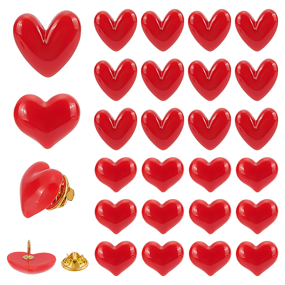 24 шт. 2 стили смоляные штифты, латунные задние булавки для лацканов одежды, сердце