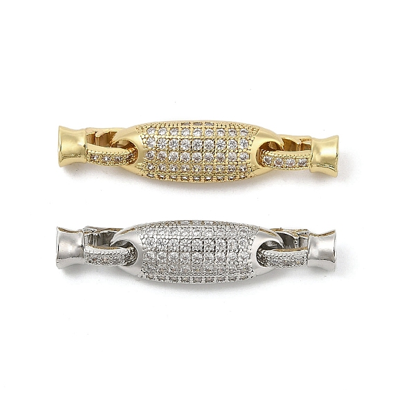 Латунные микро проложить кубического циркония раз за застежками, без кадмия, без никеля и без свинца, овальные