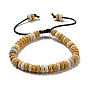 Bracelet de perles tressées réglable en pierre de lave naturelle teint en disque, avec les accessoires en pvc