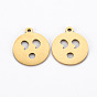 Ion Plating(IP) 201 Stainless Steel Pendants, Cut, Flat Round with Expression