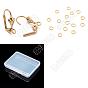 50Pcs Brass Leverback Earring Findings, with Horizontal Loops and 50Pcs Open Jump Rings, Long-Lasting Plated