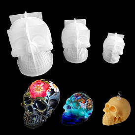 DIY Silicone Statue Candle Molds, for Portrait Sculpture Scented Candle Making, Halloween Skull