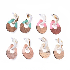 Pendientes de resina y madera, con acrílico, 304 hallazgos de aretes de acero inoxidable y tuercas de oreja de plástico, lágrima