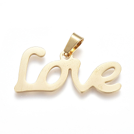 Valentine's Day 304 Stainless Steel Pendants, Large Hole Pendants, Word Love