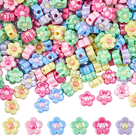 Шарики из непрозрачной смолы с гальваническим покрытием, цветок / клевер, с покрытием AB цвета