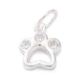 925 подвески в виде отпечатка лапы из стерлингового серебра с микропаве из прозрачных кубических цирконий, с прыгающими кольцами и 925 штампом