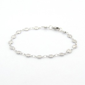 Повседневный стиль 304 цветка нержавеющей стали звено цепи браслеты, с карабин-лобстерами , 7-1/2 дюйм (190 мм), 5x2 мм