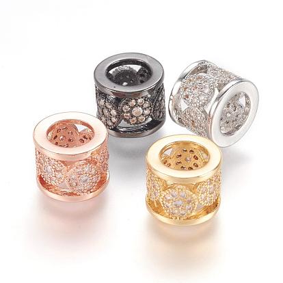 Brass Micro Pave Cubic Zirconia Beads, Column