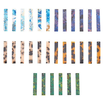 Cellulose Acetate(Resin) Big Pendants, Rectangle