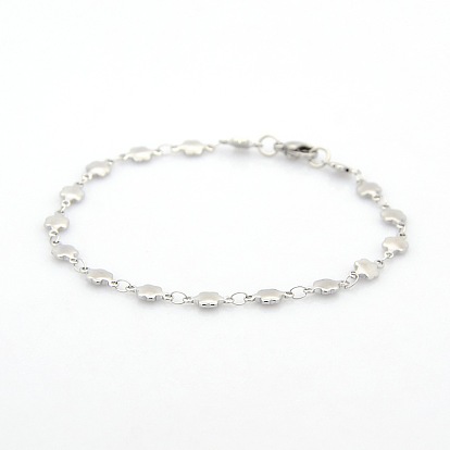 Повседневный стиль 304 цветка нержавеющей стали звено цепи браслеты, с карабин-лобстерами , 7-1/2 дюйм (190 мм), 5x2 мм