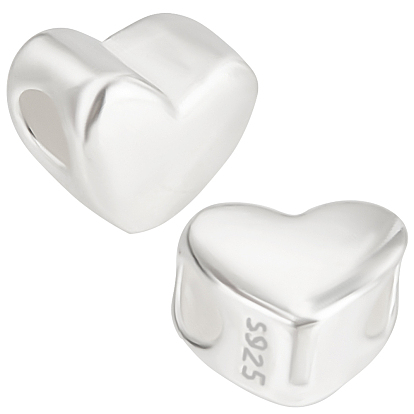 3 piezas 925 cuentas de plata de ley, corazón