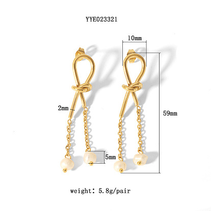 Минималистичные серьги-гвоздики из нержавеющей стали с ниткой в виде капель натурального пресноводного жемчуга для женщин., белые