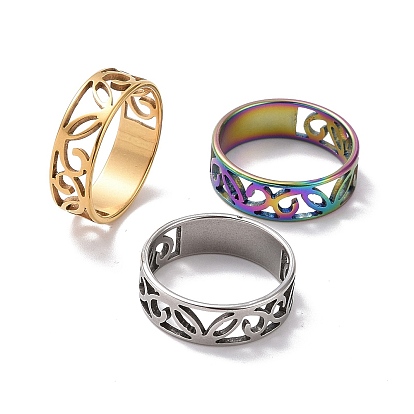 201 Stainless Steel Hollow Leaf Finger Ring for Women