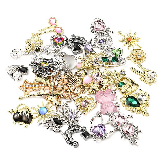 Alloy Rhinestone Pendants, Mixed Shapes