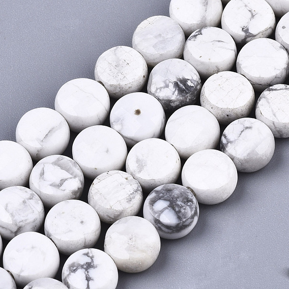 Природные Говлит бисер нитей, граненые, плоско-круглые