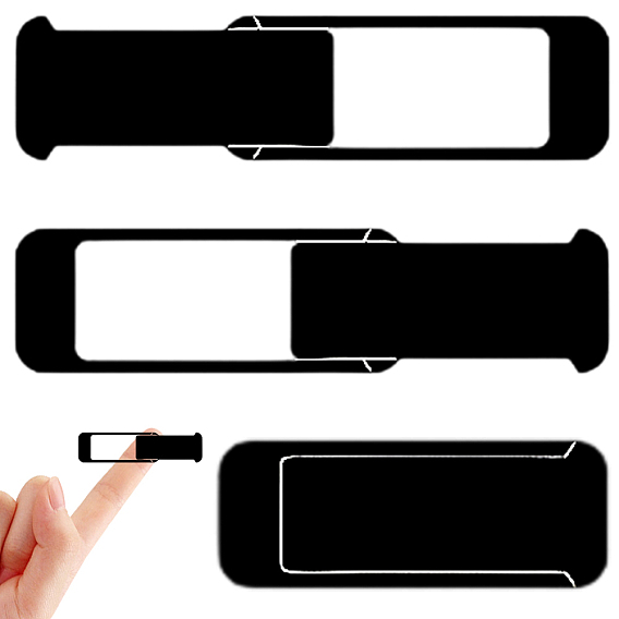 3 Piezas de cubiertas autoadhesivas de plástico ABS para cámaras web, Bloqueadores de cámara deslizante para teléfono móvil, ordenador y portátil, negro
