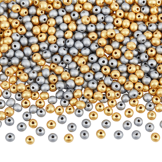 600 pièces 2 perles rondes en bois de schima naturel peintes à la bombe de couleurs