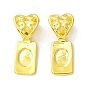 Brass Glue-on Flat Pad Bails, Heart with Rectangle