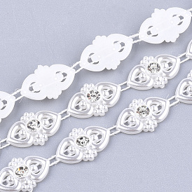 Hilo de guirnalda de cuentas de perlas de imitación de plástico abs, ideal para cortina de puerta, decoración de la boda diy material, con diamante de imitación, flor