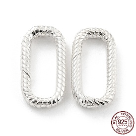 925 Sterling Silver Spring Gate Rings, Grooved Oval