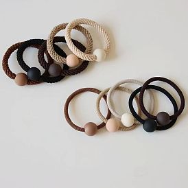 Matte Chocolate Hair Ties - Set of 5, Thick Elastic Bands for Simple and Versatile Hairstyles